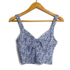Hollister Smocked Blue V-Neck Cropped Top Women’s Size Small
